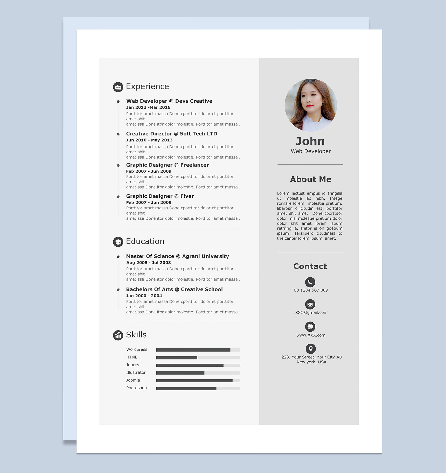 灰色外企网页开发工程师个人简历Word模板