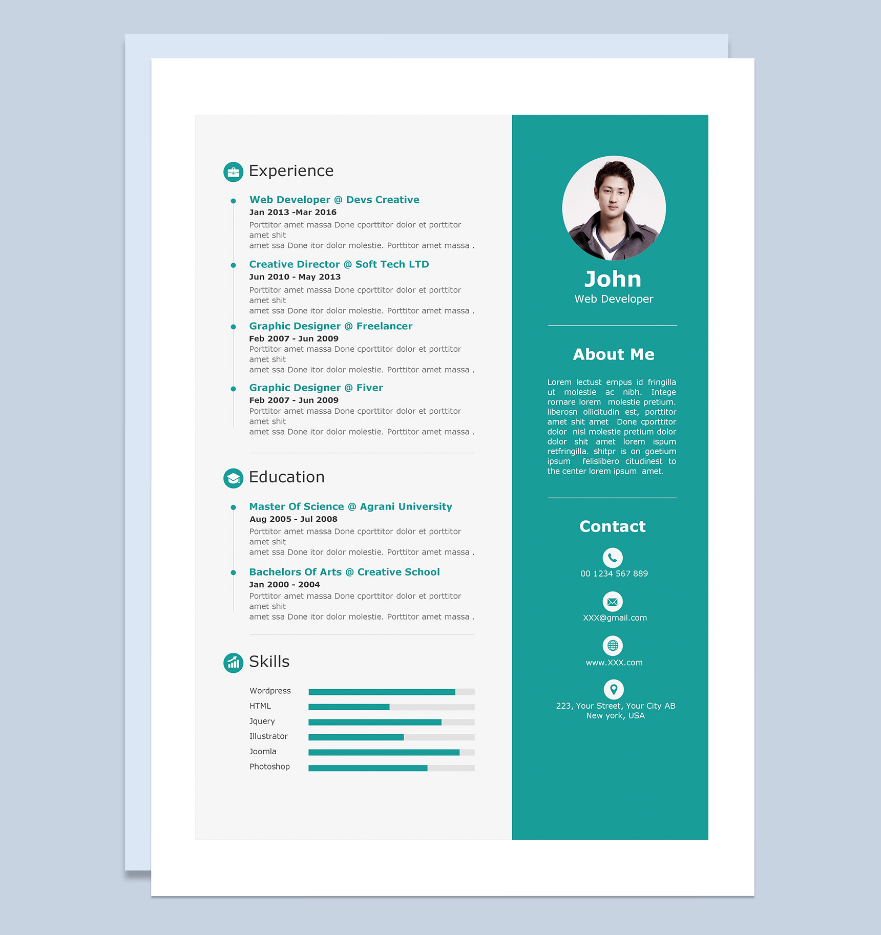 外企网页开发工程师求职通用英文简历Word模板