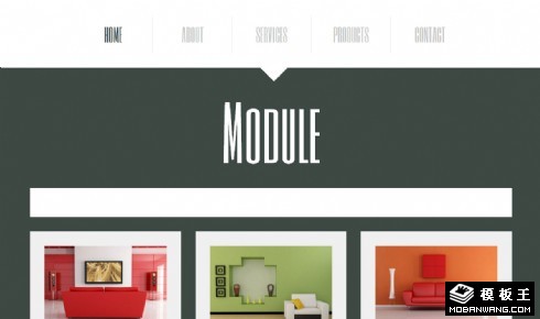 深灰绿模块化家居空间网页模板