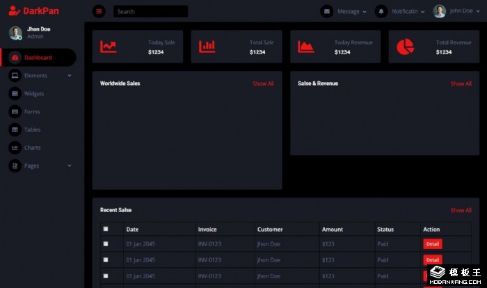 黑色信息管理后台网页模板