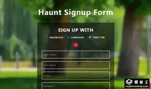 绿荫登记表单响应式网页模板