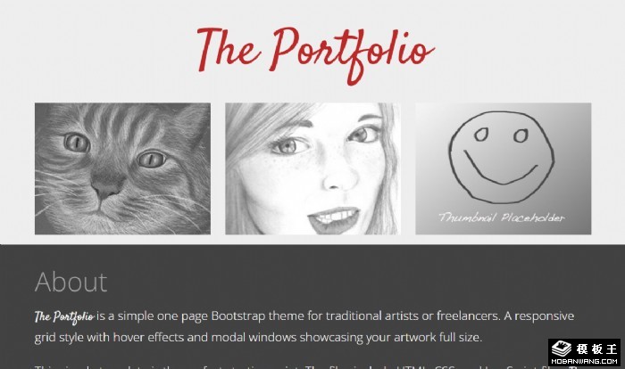 灰白素描创作展示网页模板