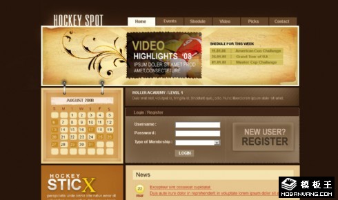 曲棍球联赛俱乐部网页模板