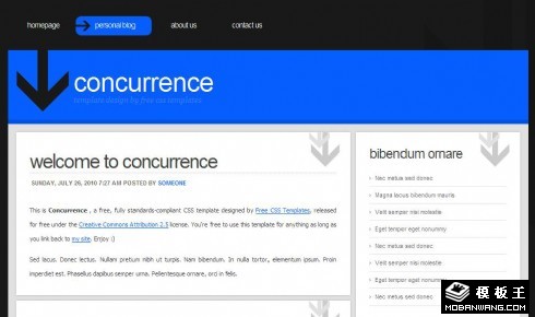 黑蓝箭头BLOG网页模板