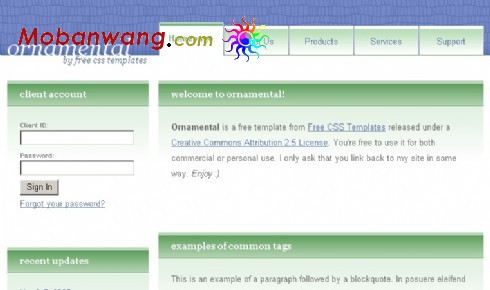 绿色导航标题信息网页模板