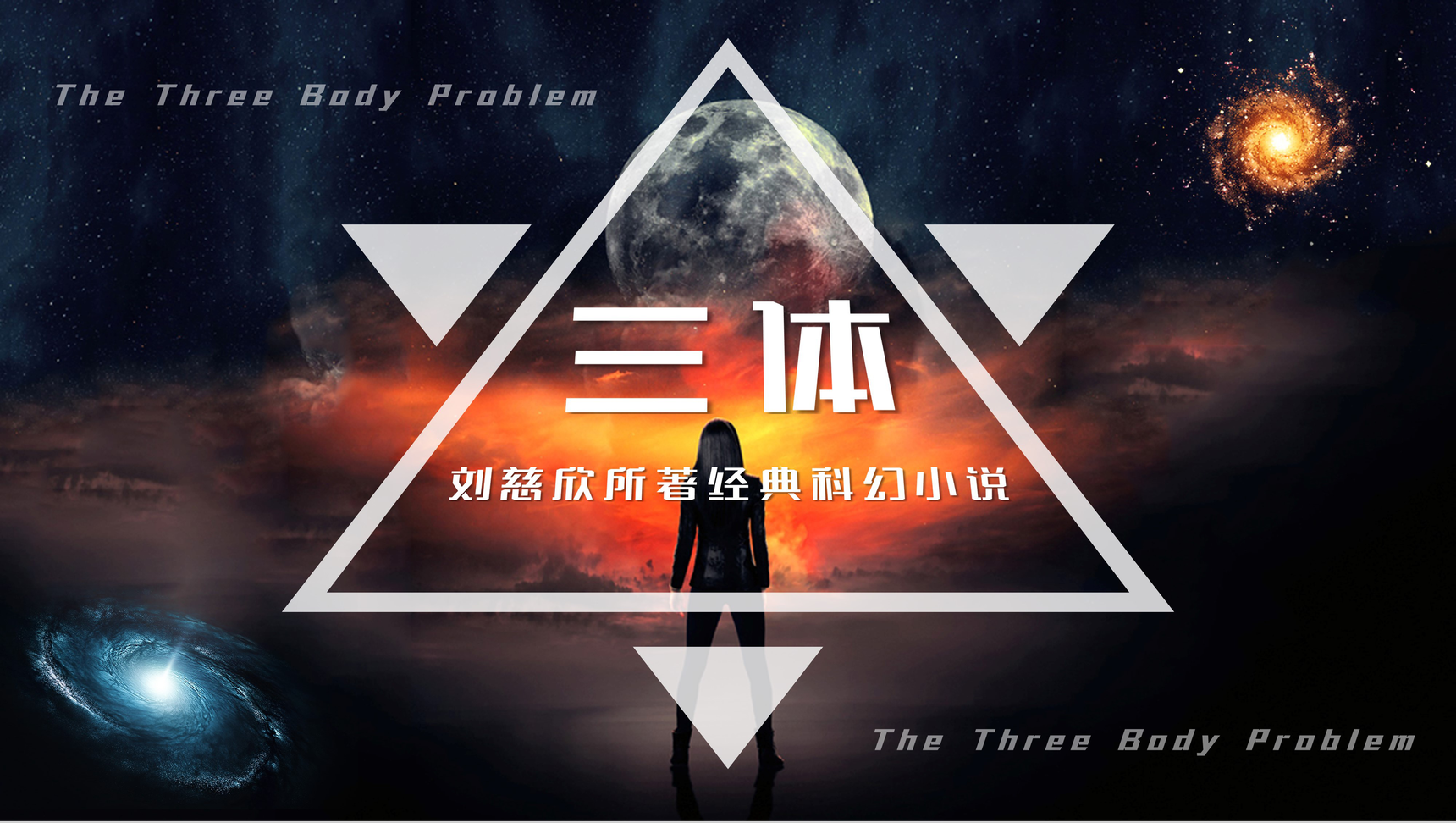 作家刘慈欣代表作《三体》科幻小说读后感PPT模板