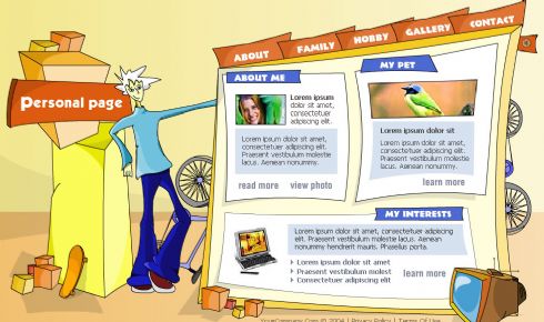 欧美个人FLASH卡通网站模板