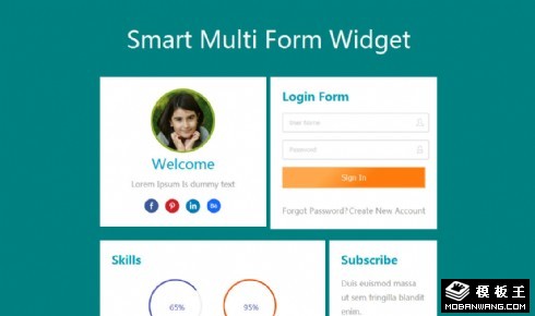 多个简洁组件响应式网页模板