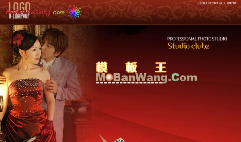 韩国红色婚纱模板