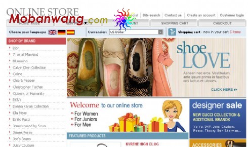 鞋店在线销售网页模板
