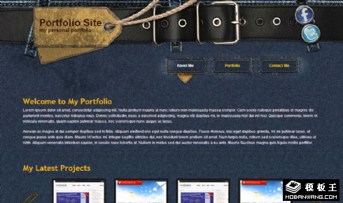 深蓝牛仔裤界面网页模板