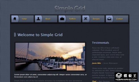 灰蓝网格信息介绍网页模板