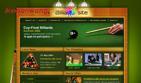 台球比赛信息网站模板