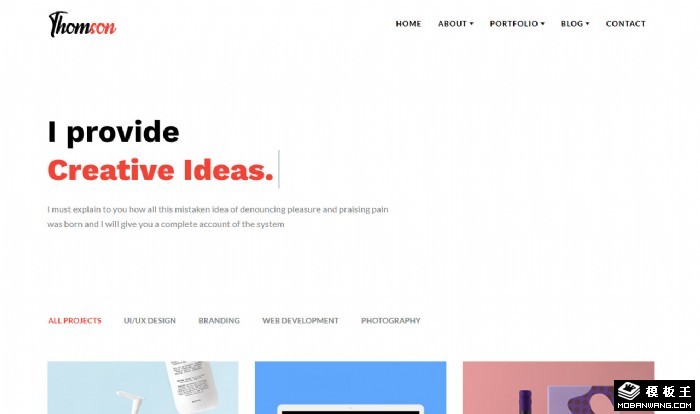 创意作品案例图文展示网站模板