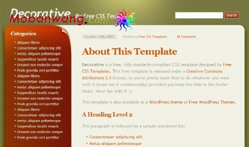 墙纸风格BLOG网页模板