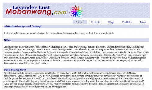 淡紫色个人BLOG网页模板