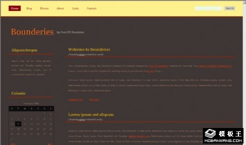 黄褐色简单BLOG网页模板