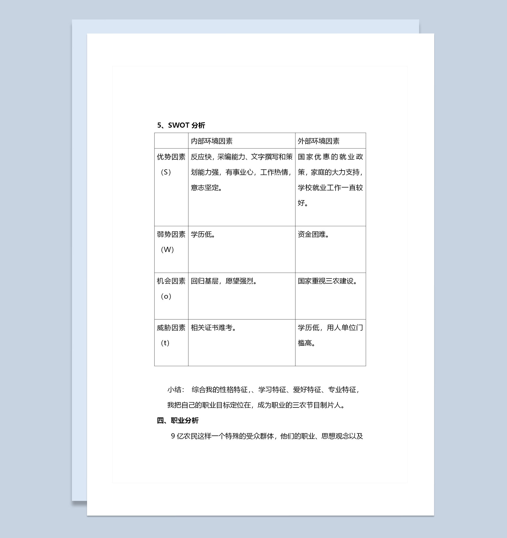 编导专业大学生职业生涯规划书范本Word模板