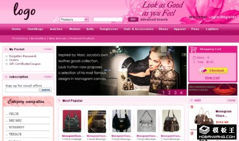 女性挎包外贸公司网页模板