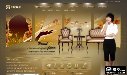 金色高级美容会所网页模板