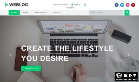 网络产品日志响应式网页模板