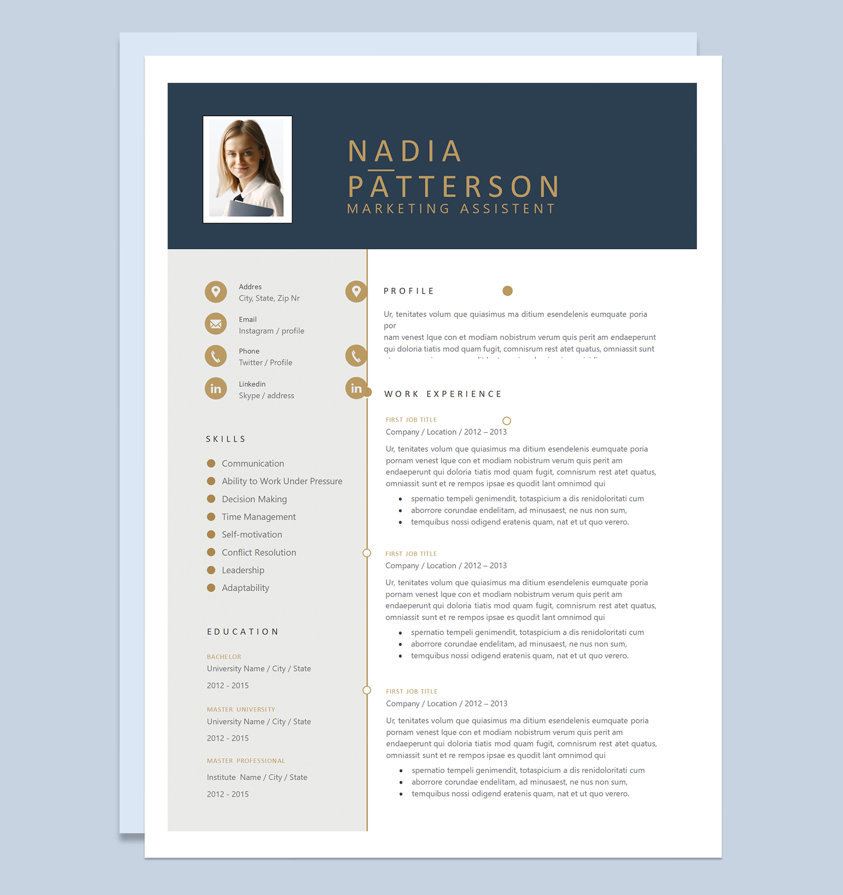 精美低调营销助理相关岗位个人英文版简历Word模板