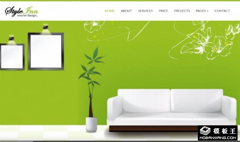 绿色装修设计案例展示响应式网页模板