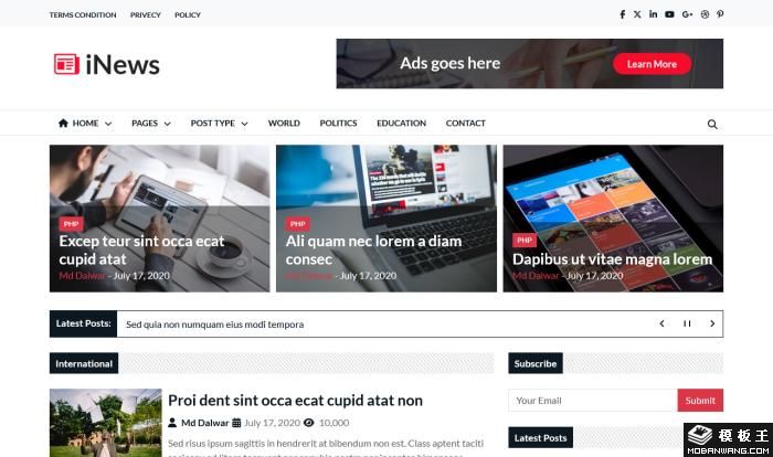 新闻博客资讯网站模板