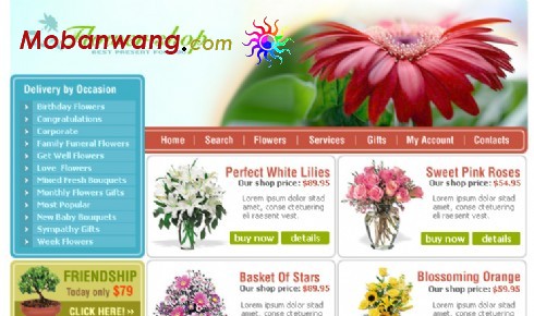 欧美鲜花预定网页模板