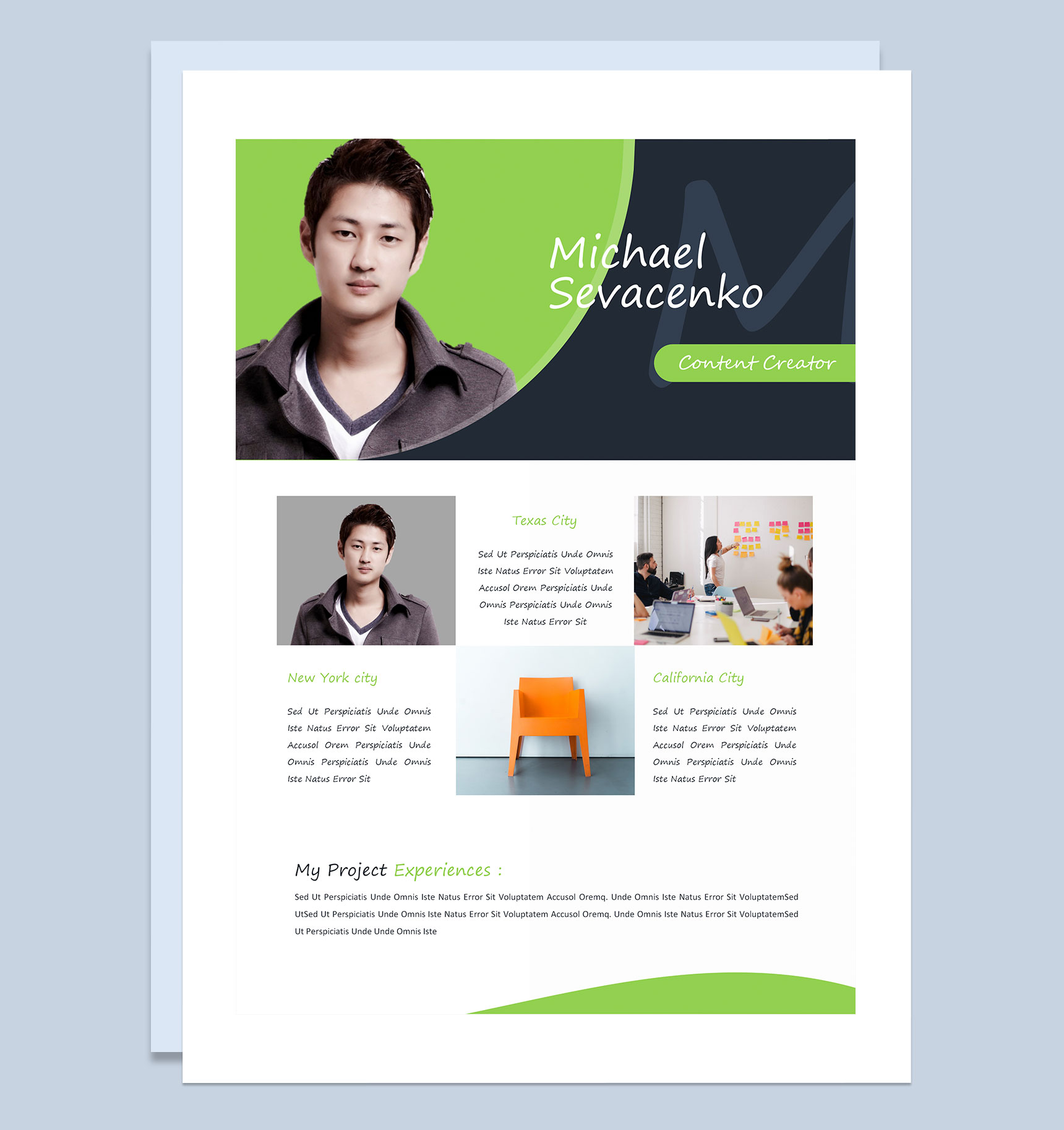 绿色多岗位通用英文求职简历个人简历Word模板