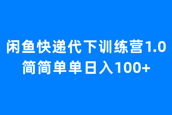 闲鱼快递代下训练营1.0,简简单单日入100+