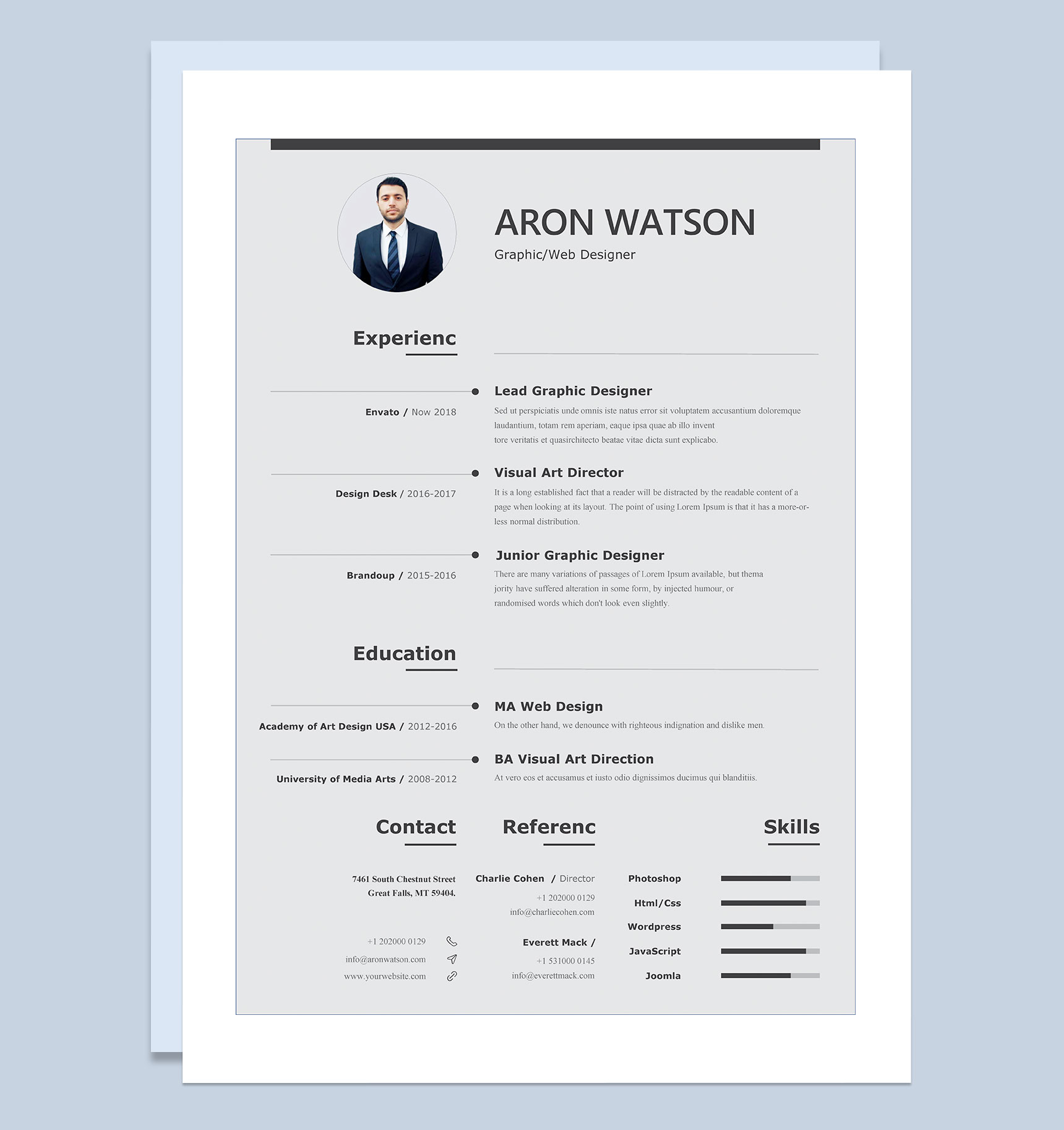 平面设计师网页设计师通用求职简历个人简历Word模板