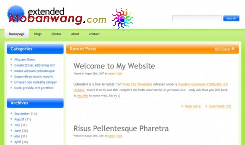 浅绿导航BLOG网页模板