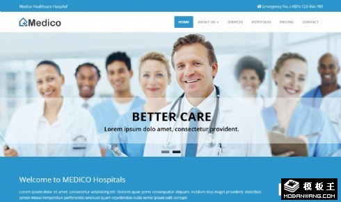 蓝色医疗卫生服务响应式网页模板
