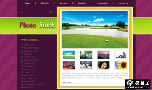 紫色图片分类信息网页模板