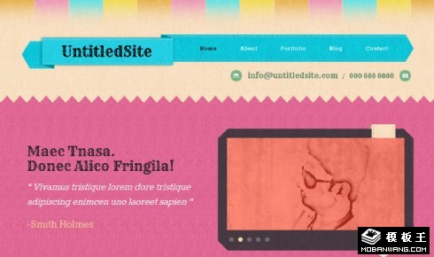 彩色纸质标签响应式网页模板