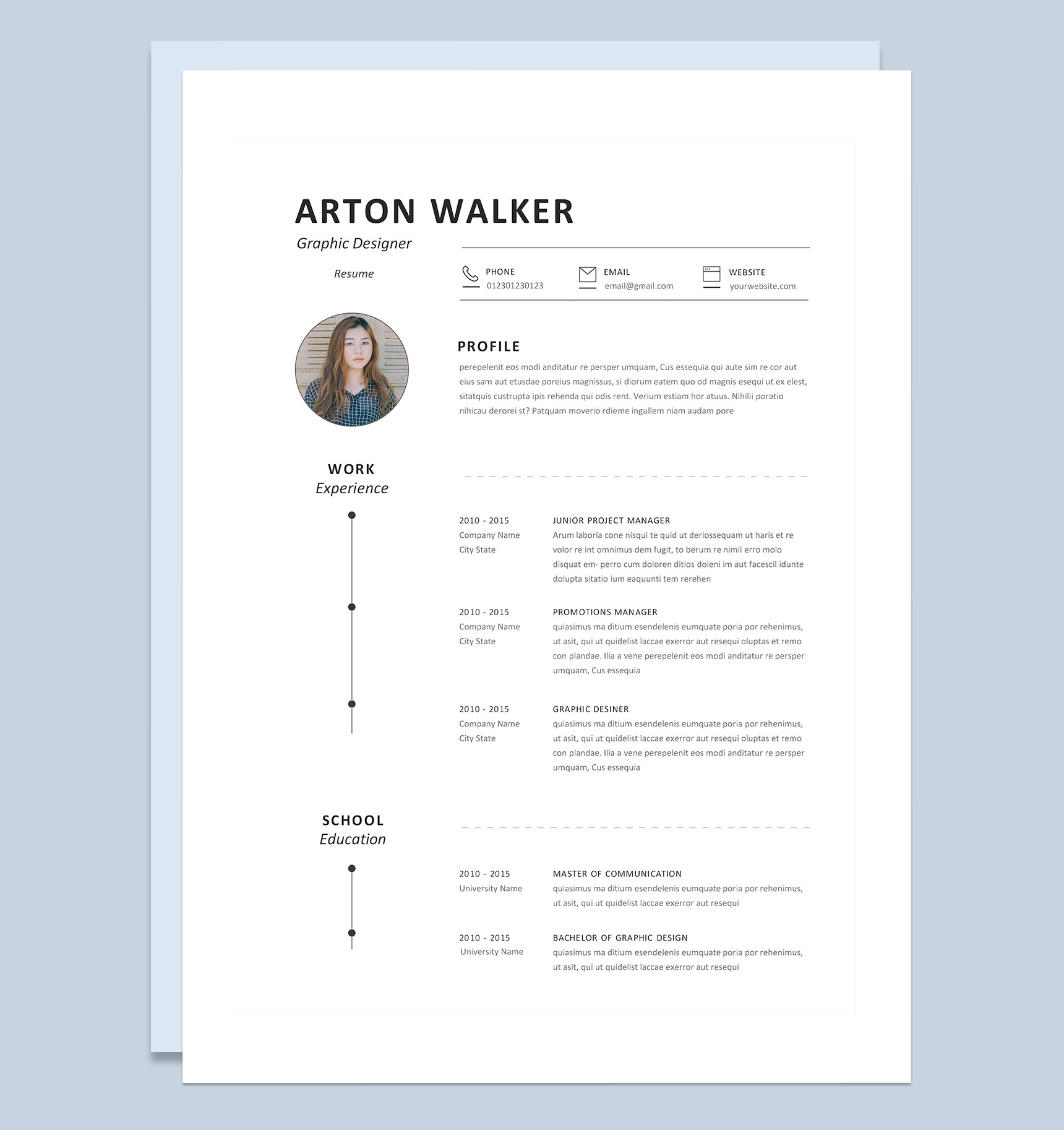 白色极简风平面设计师求职简历Word模板