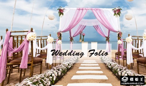 沙滩婚礼策划响应式网页模板