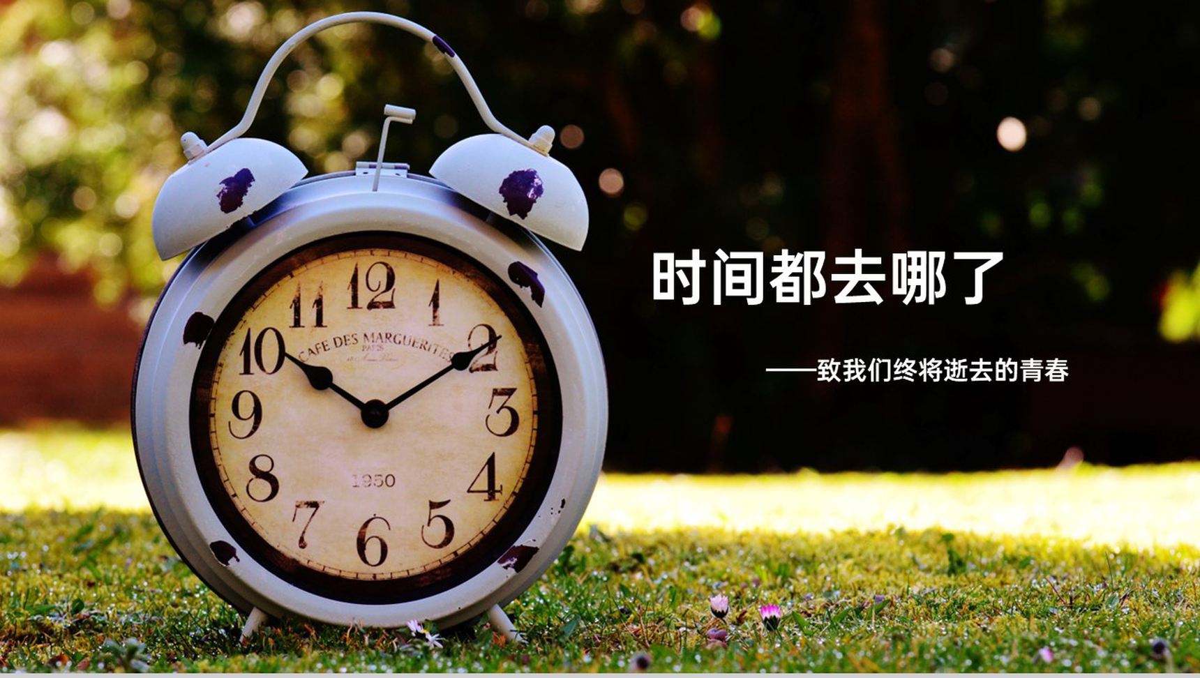 撞色简约风时间都去哪了大学毕业纪念册PPT模板