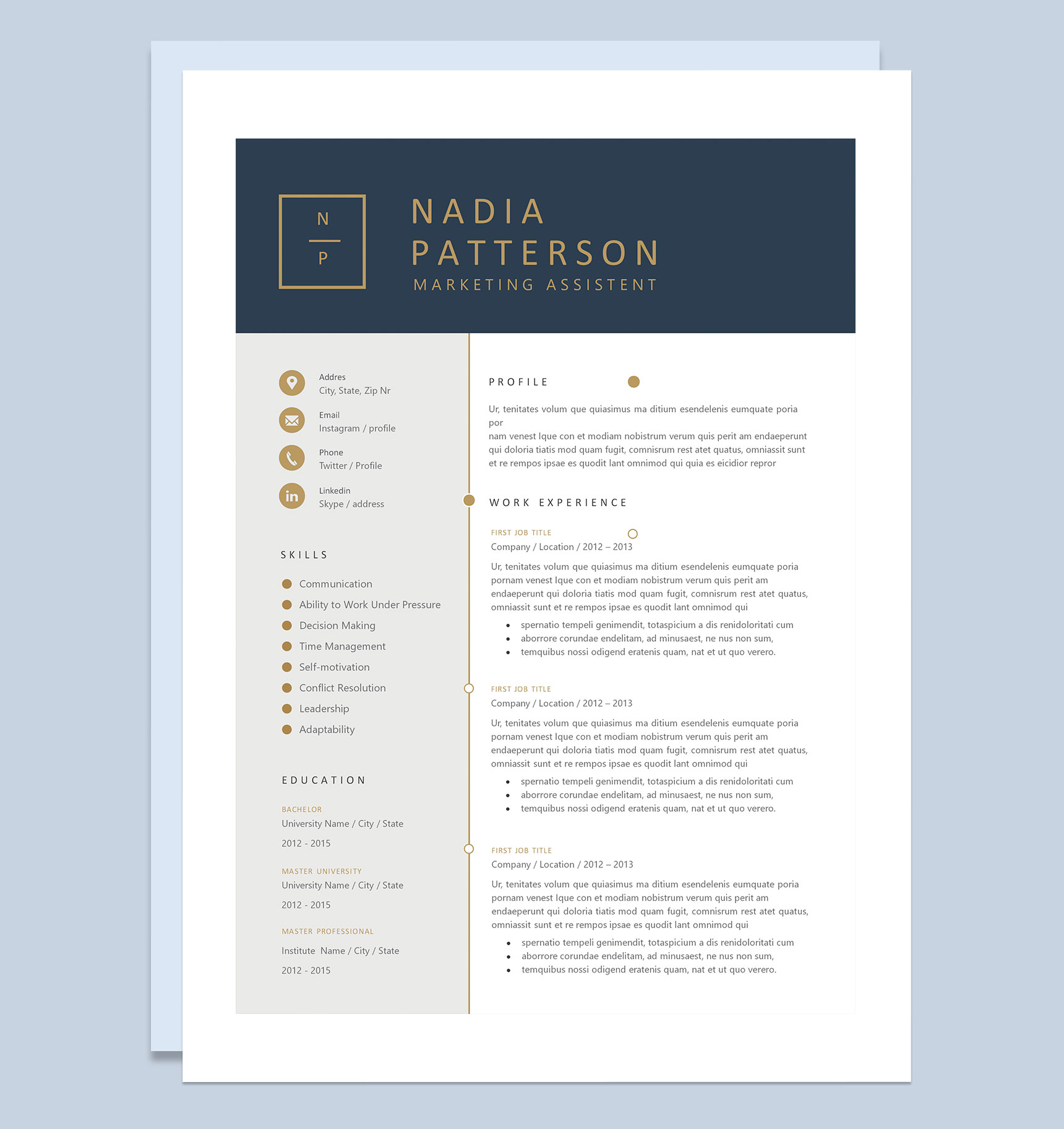 白色外企求职通用英文简历个人简历Word模板