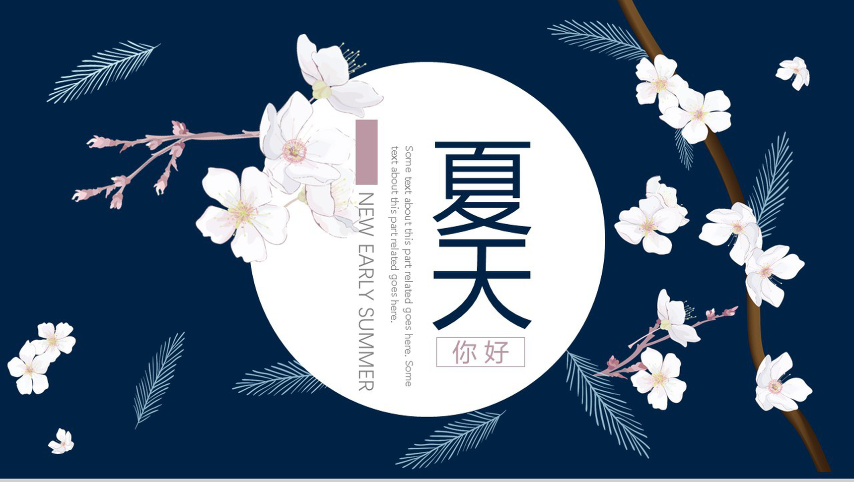 蓝色大气夏天打招呼PPT模板