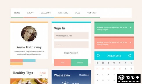 简洁扁平uikit元素网页模板