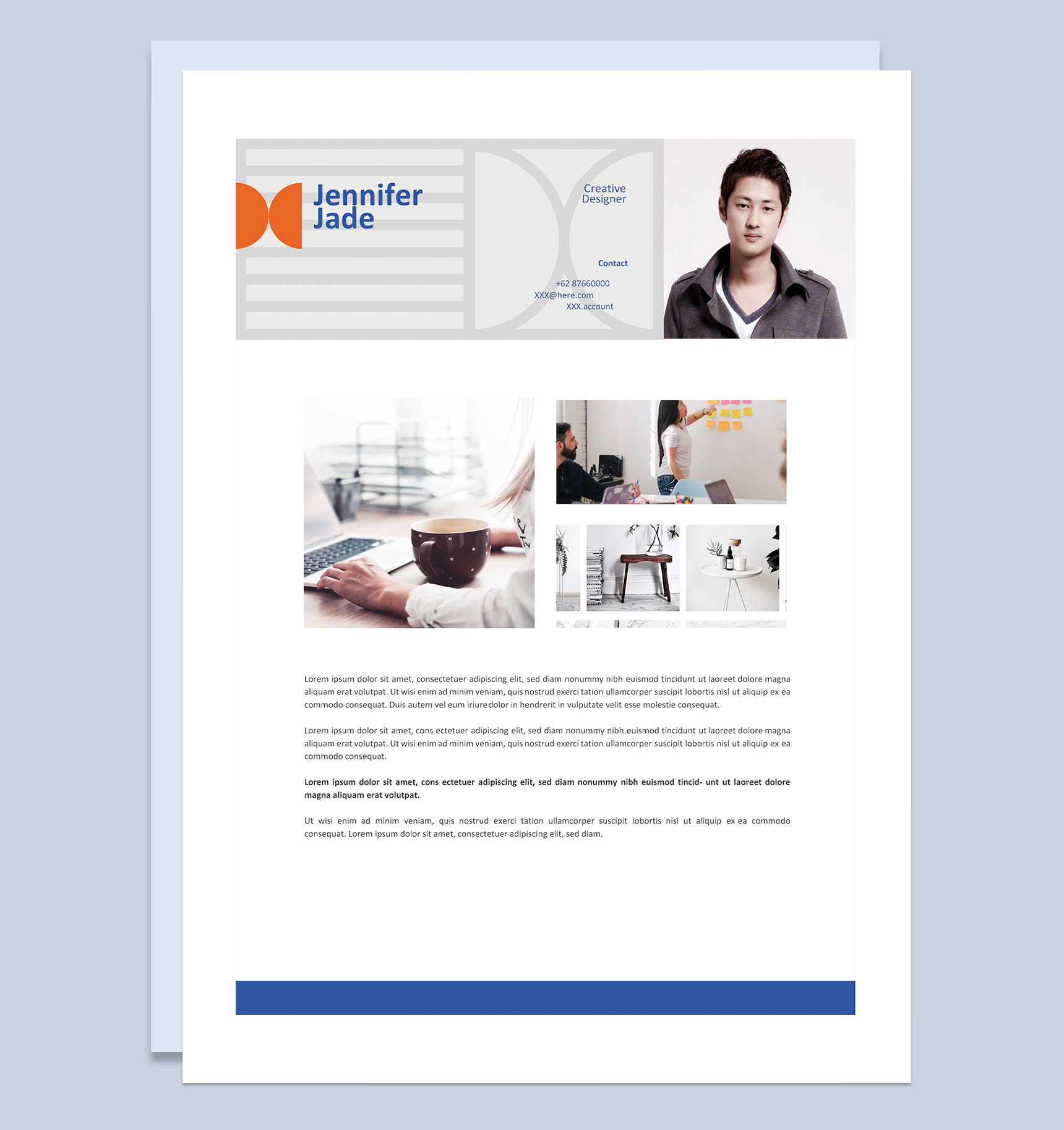 白色创意设计师求职通用个人简历Word模板