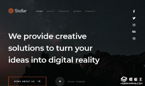 暗黑创意解决方案响应式网页模板