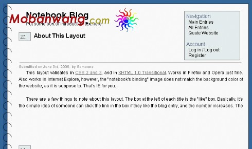 笔记本BLOG网页模板