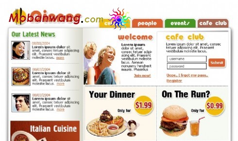 餐厅会员服务信息网页模板