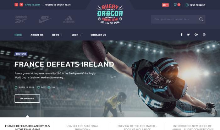 全明星橄榄球赛事新闻网站模板