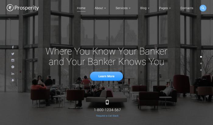 银行金融服务展示精品网站模板