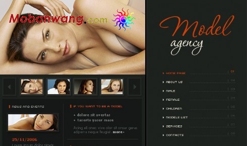 模特公司网页模板
