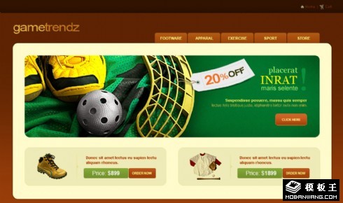 体育运动装备用品网页模板